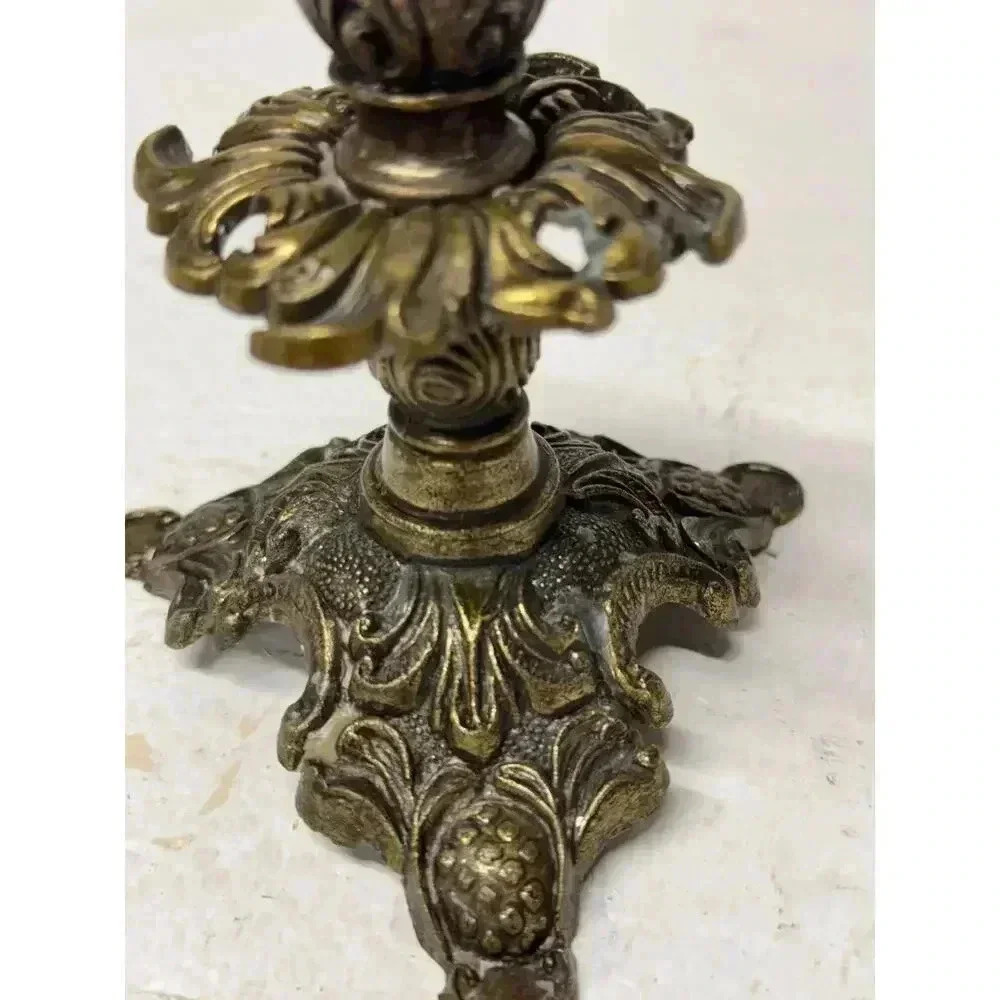 Vintage Italian Ornate Brass Candlestick Holder - Picture 4 of 10
